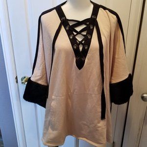 Roaman's Furry Poncho Top